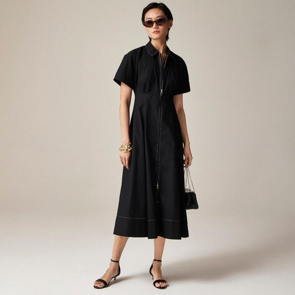 NWT J Crew Zip-up Shirt-Dress in Cotton Poplin Size 6
